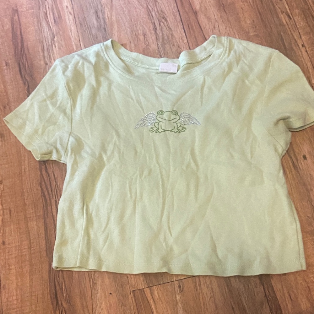 Green Crop Top with Frog Design